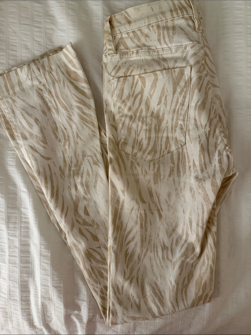 Hudson Jeans Beige and Cream Animal Print Skinny Jeans